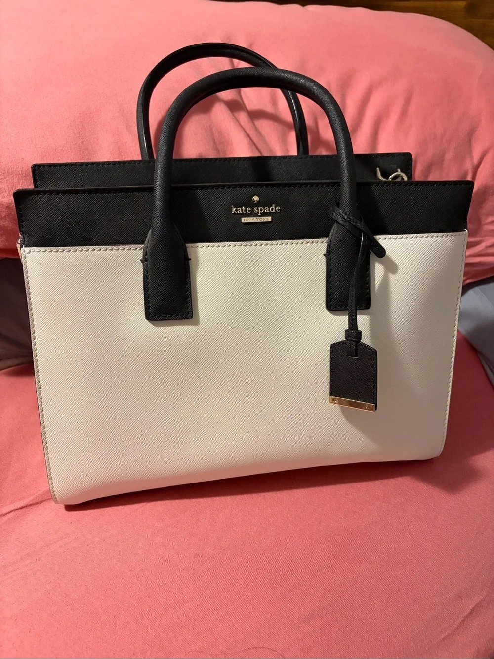kate spade Two-Tone Black and Cream Structured Satchel